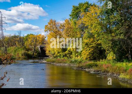 Ile Perrot Eisenbahnbrücke. Stockfoto