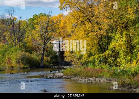 Ile Perrot Eisenbahnbrücke. Stockfoto