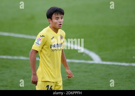 Villareal, Spanien. Oktober 2020. Nehmen Sie Kubo von Villareal in Aktion während des spanischen La Liga-Spiels zwischen Villareal und Valencia im Ceramica Stadium. (Endnote: Villareal 2:1 Valencia) Credit: SOPA Images Limited/Alamy Live News Stockfoto