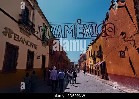 Das historische Zentrum des kolonialen San Miguel de Allende, Guanajuato, Mexiko Stockfoto