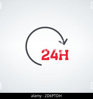 Rund um die Uhr oder 24 Stunden am Tag geöffnet Symbol oder Symbol auf weißem Hintergrund isoliert. Vektorgrafik Stock Vektor
