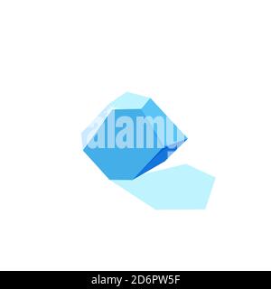Eisblock in Form eines sechseckigen Prismas. Gefrorenes Stück Eis für Game Design. Vektorgrafik im Cartoon-Stil Stock Vektor