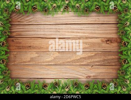 Holzpaneele und Blätter Hintergrund Stockfoto