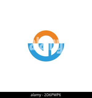 Abstrakt Sonne und blauen Meereskreis geometrische Logo Vektor Stock Vektor