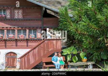 Ein Blick auf Swissminiatur, Freiluft-Miniaturpark in Melide, am Ufer des Luganersees, Melide, Lugano, Schweiz, Europa. Stockfoto