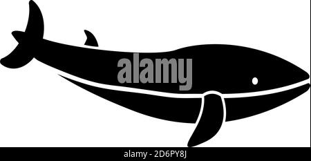 Ocean Whale Silhouette, Unterwasser Tier. Abbildung des Symbols für flache Vektorgrafiken. Einfaches schwarzes Symbol auf weißem Hintergrund. Meerwal, Unterwasser Tier Zeichen Stock Vektor