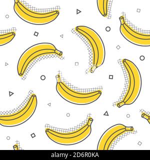 Kindliche Nahtloses Muster mit niedlichen Banane. Kreative Textur für Stoff und Textil Stock Vektor