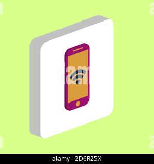Einfaches Vektorsymbol für WiFi-Smartphones. Illustration Symbol Design Vorlage für Web mobile UI-Element. Perfektes isometrisches Farbpiktogramm auf weißem 3D-Quadrat Stock Vektor