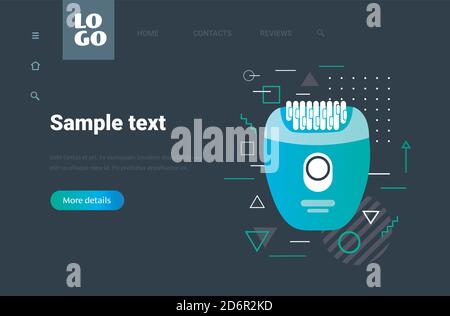 Moderne elektrische Epilierer Haarentfernung Methoden Konzept Epilation und Enthaarung Horizontale Vektordarstellung für den Kopierbereich des Instruments Stock Vektor