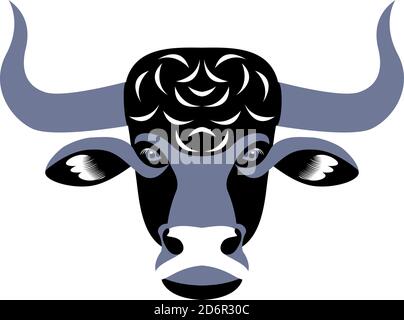 Bullenporträt. Chinesisches Neujahr 2021. Vektorgrafiken. Stock Vektor