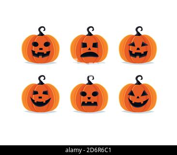 Halloween Kürbisse, gruselige Jack o Laterne Sammlung Stockfoto