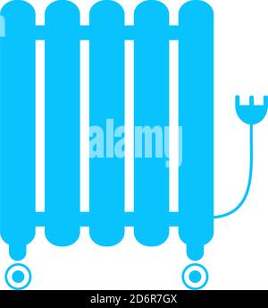 Symbol für ölgefüllte Heizungsheizung flach. Blaues Piktogramm auf weißem Hintergrund. Symbol für Vektorgrafik Stock Vektor