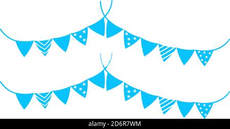 Feiertage Flaggen Girlanden Symbol flach. Blaues Piktogramm auf weißem Hintergrund. Symbol für Vektorgrafik Stock Vektor