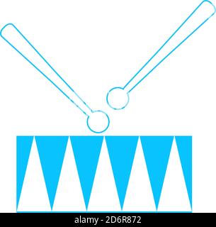 Trommelsymbol flach. Blaues Piktogramm auf weißem Hintergrund. Symbol für Vektorgrafik Stock Vektor