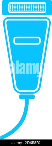 Symbol für die PET-Schermaschine flach. Blaues Piktogramm auf weißem Hintergrund. Symbol für Vektorgrafik Stock Vektor