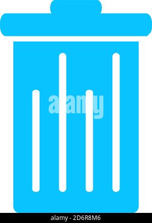 Mülltonne flach. Blaues Piktogramm auf weißem Hintergrund. Symbol für Vektorgrafik Stock Vektor