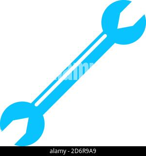 Schraubenschlüssel-Symbol flach. Blaues Piktogramm auf weißem Hintergrund. Symbol für Vektorgrafik Stock Vektor
