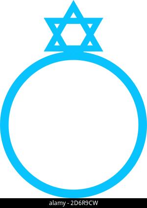 Ring David Star Icon flach. Blaues Piktogramm auf weißem Hintergrund. Symbol für Vektorgrafik Stock Vektor