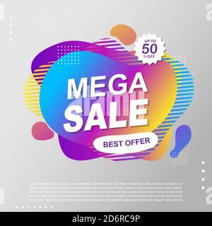 Mega Verkauf Flüssigkeit, Flüssigkeit Gradient Banner Vorlage Design. Sie können für Mega Sale Promotion verwenden. Werbung für Einkaufsflyer, Rabattbanner Stock Vektor