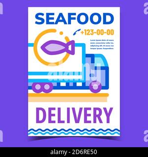 Seafood Delivery Service Werbung Banner Vektor Stock Vektor