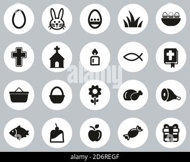 Osterferien Tradition & Kultur Ikonen Black & White Flat Design Kreis Set Groß Stock Vektor