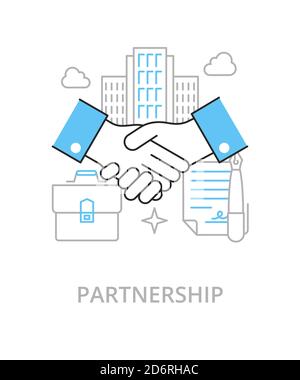 Partnerschaft flache Linie Illustration im Trend-Stil. Komplexes Vektorsymbol und Konzept Stock Vektor