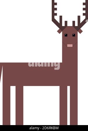Hirsch Vektor-Illustration im Stil von Pop-Eis Urlaub Pixel Art. Isoliert auf einem weißen Hintergrund. Stock Vektor