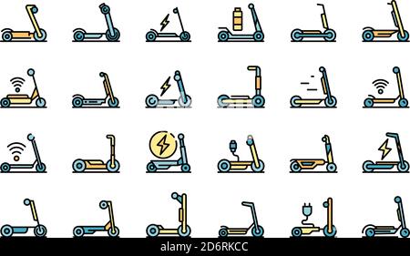 Elektroroller Symbole setzen Vektor flach Stock Vektor