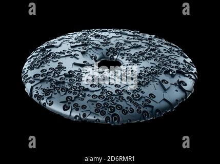 Sci-Fi industrielle Element isoliert auf schwarzen Hintergrund, futuristisches Konzept Design Stockfoto