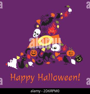 Halloween Details in Form eines Hutes. Stock Vektor