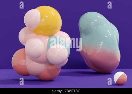 Cystein (l-Cystein, Cys, C) Aminosäuremolekül. 3D-Rendering. Stillleben bestehend aus einer gradientenfarbenen Lösemitteloberfläche (rechts) und einer Raumfüllung Stockfoto