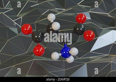 Asparaginsäure (L-Asparaginsäure, ASP, D) Aminosäuremolekül. 3D-Rendering. Atome werden als Kugeln mit konventioneller Farbkodierung dargestellt: Wasserstoff ( Stockfoto