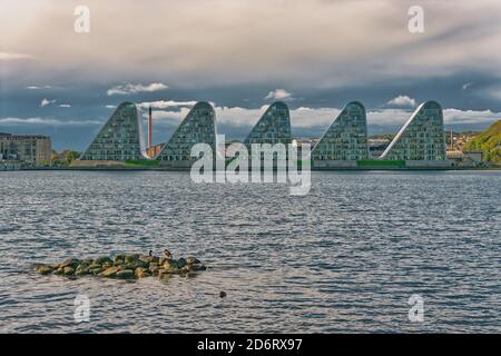 The Wave Boelgen ikonische moderne Apartments in Vejle, Dänemark Stockfoto