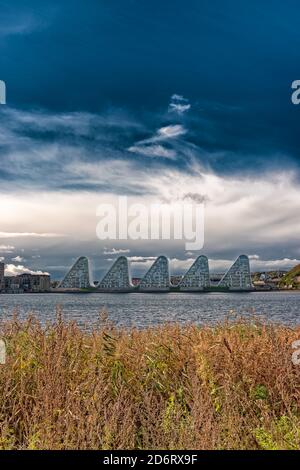 The Wave Boelgen ikonische moderne Apartments in Vejle, Dänemark Stockfoto