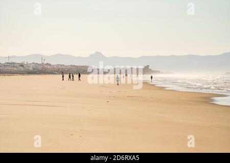 Tarifa Strand, Playa de los Lances, natürliche Strandumgebung, Cadiz, Costa de la Luz, Andalusien, Spanien. Stockfoto