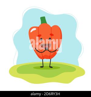 Paprika niedlichen Charakter, Vektor-Illustration für Kinder im Cartoon-Stil Stock Vektor