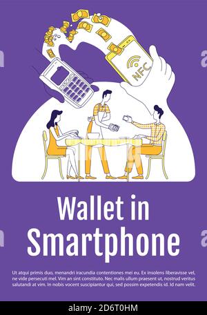 Brieftasche in Smartphone Poster flache Silhouette Vektor-Vorlage Stock Vektor