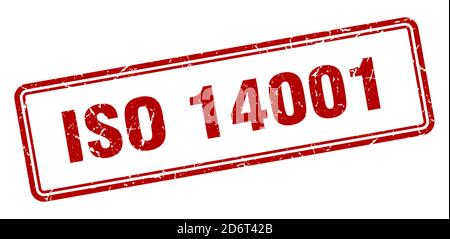 iso 14001 Stempel. Quadratisches Grunge Zeichen isoliert auf weißem Hintergrund Stock Vektor