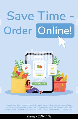 Greengrocery Bestellung Poster flache Vektor-Vorlage Stock Vektor