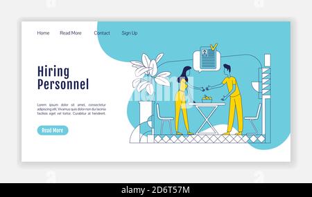 Vorlage für Vektor-Vorlage für die flache Silhouette der Landing Page für Personalanstellung Stock Vektor