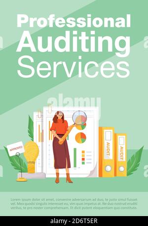 Professionelle Auditing Services Poster flache Vektor-Vorlage Stock Vektor