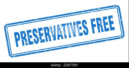 Konservierungsstoffe frei Stempel. Quadratisches Grunge Zeichen isoliert auf weißem Hintergrund Stock Vektor