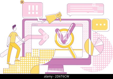 Suchmaschinen-Marketing dünne Linie Konzept Vektor Illustration Stock Vektor