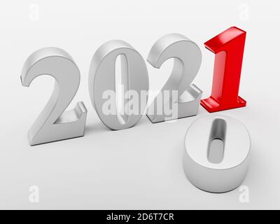 Die neue 2021 ersetzt die alte 2020 Stockfoto