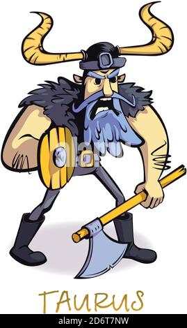 Taurus Sternzeichen Mann flach Cartoon Vektor Illustration Stock Vektor