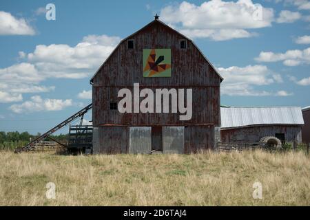 Barn Quilts entlang der Autobahn im Südwesten von Ontario Stockfoto