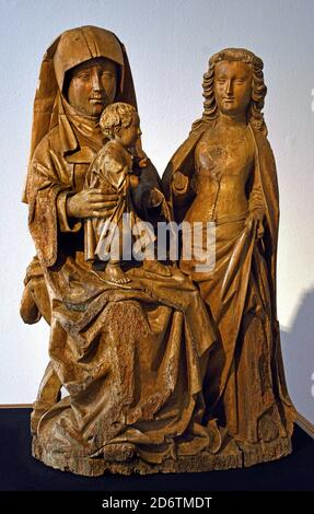 Anna te Drieen ( die Jungfrau und das Kind mit der heiligen Anna ) 1511 Jan van Steffeswert 1460 - 1531 Niederlande, Holländisch, Ende des 15. Und Anfang des 16. Jahrhunderts. (Darstellungen von Christ Child mit seiner Mutter und Großmutter waren im späten Mittelalter beliebt.) Stockfoto