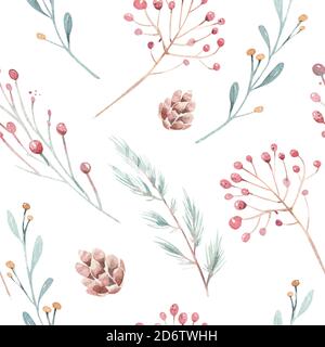 Niedliche Aquarell nahtlose Blumenmuster. Großes Set von Aquarell floralen Elementen. Kann für Karten, Einladungen, Save the Date Cards und vieles mehr verwendet werden. Stockfoto