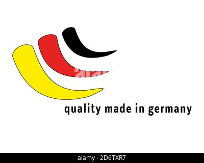 Qualität made in Germany Vektor isoliert auf weißem Hintergrund Stockfoto