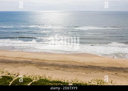 Luftbild des Strandes von Amagansett und des Atlantiks Stockfoto
